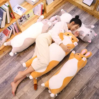 

1pc 60/90/110cm long Cat rabbit Pillow Plush toy soft cushion stuffed animal doll sleep Lovely gifts for kids