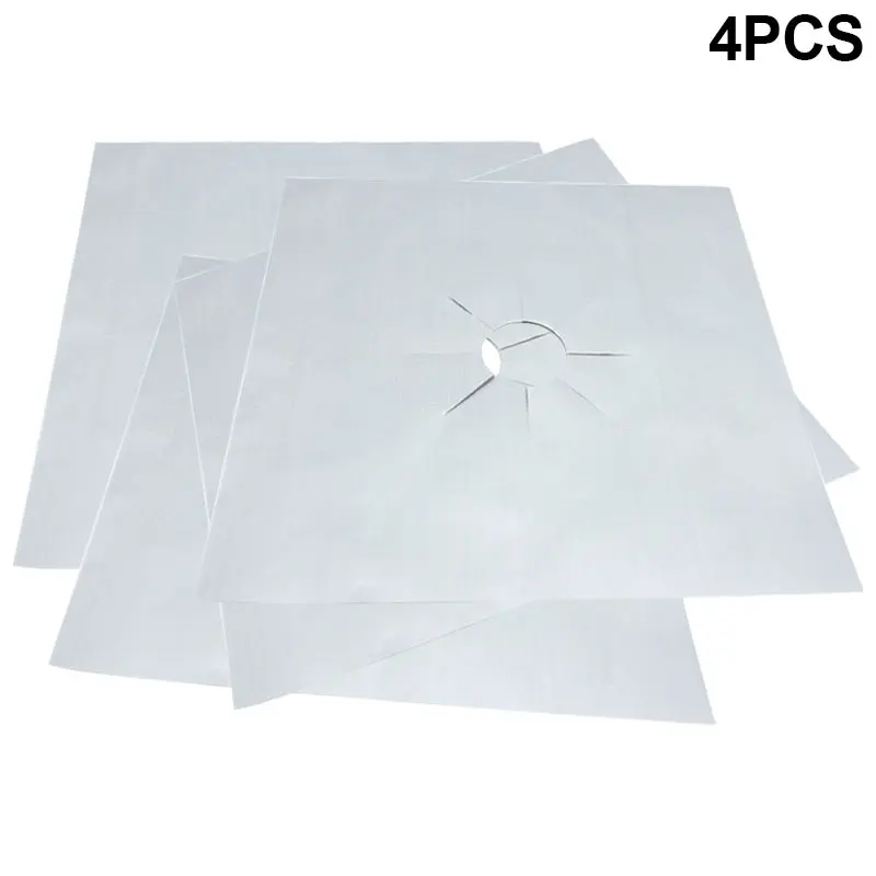 

4 Pcs Reusable Sheet Gas Cooker Liner Protector Cover Gas Stove Furnace Protection Pad (27x27CM) PAK55