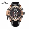 Riff Tiger/RT Herren Sport Uhren Kompliziert Zifferblatt Rose Gold Automatische Uhren Echtes Leder Schwarz RGA3532|watch genuine|watch complicationtiger tiger -