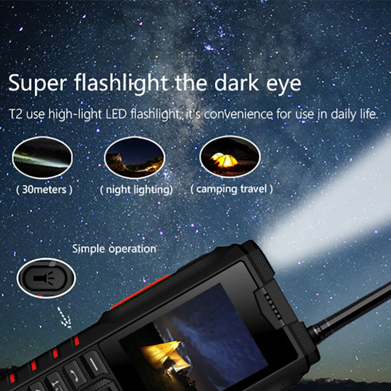 ioutdoor T2 IP68 Waterproof Shockproof Rugged Phone Walkie Talkie Mobile Phone Power Bank Flashlight 4500mAh Russian Keyboard