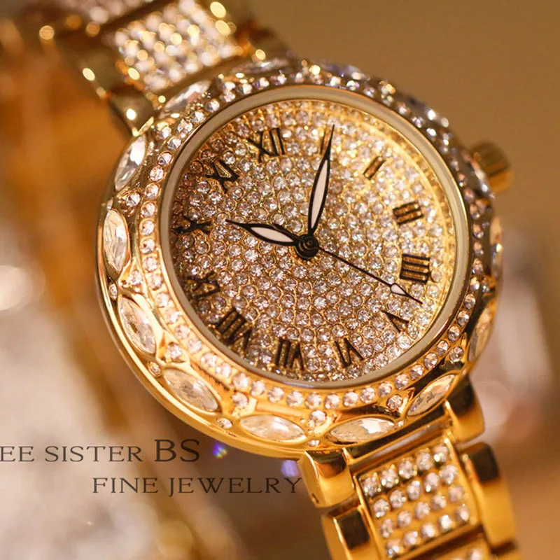 SEYRNOW лучшие часы для женщин с бриллиантами золотые кварцевые часы римские цифры Циферблат часы женские часы Montre Femme