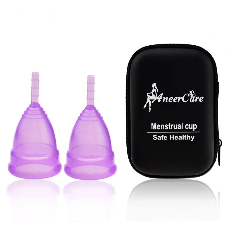 2 шт., Менструальный коллектор, менструальная чашка, медицинская силиконовая чашка для менструалей, Силиконовая медицинская чашка для женщин - Цвет: Purple