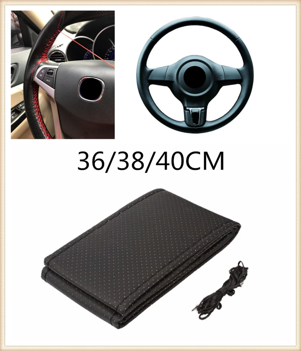 Braided car steering wheel cover pin and thread imitation leather for Jeep Liberty Trailhawk Commander Renegade Cherokee SAHALA