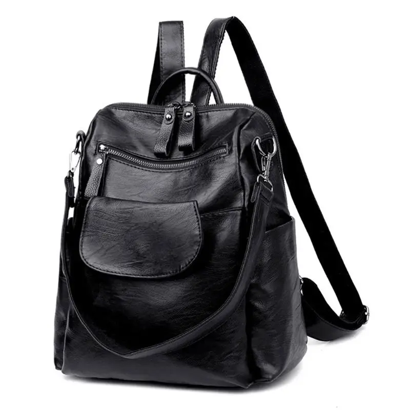 

Women Lady Multifunction Backpack PU Leather Shoulder Bags Casual Daypack Bookbag Travel Rucksack