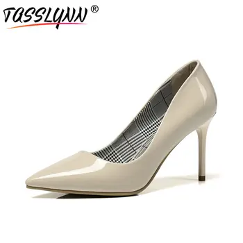 

TASSLYNN 2019 Women Pumps Office Patent Leather Spring Autumn Wedding Shoes Thin High Heels Pointed Toe Women Shoes Size 34-39