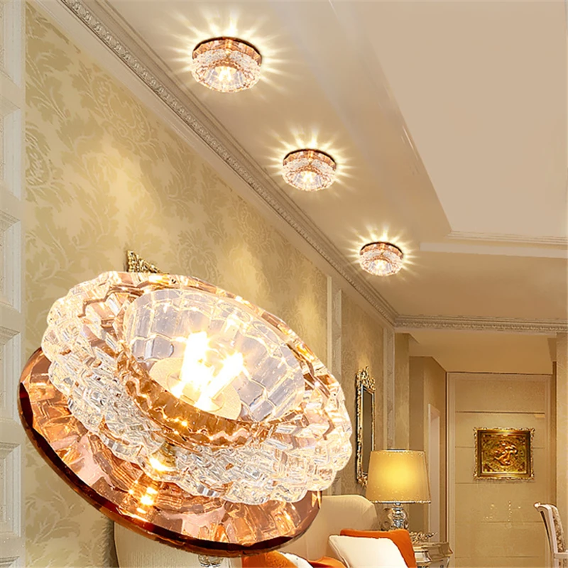 

YZF Aisle Crystal light Corridor Ceiling Light Recessed Spot light LED 3W/5W Crystal Downlight Cold white /Warm white /Colorful