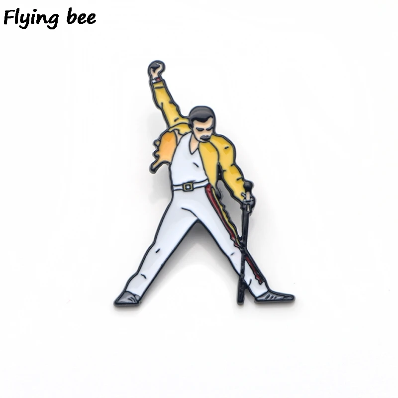 Flyingbee Фредди Меркурий брошь рок стиль эмаль булавки для женщин мужчин значок для рюкзака шапка личность булавка Шарм ювелирные изделия X0136