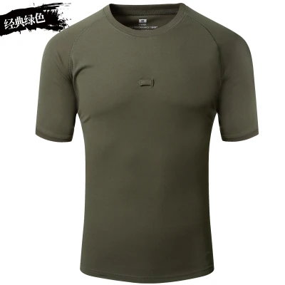 Мужские футболки, модные футболки для фитнеса высшего качества, мужские футболки для спорта на открытом воздухе, походная футболка, тактическая армейская Военная футболка черного цвета - Цвет: green