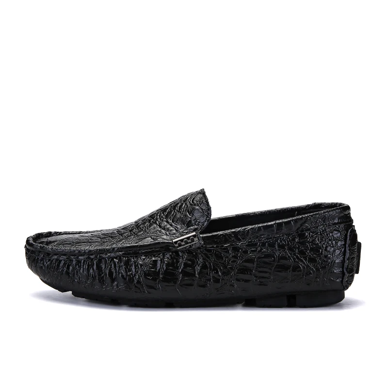 Jkpudun мужской женская повседневная обувь Элитный бренд из крокодиловой кожи итальянские Мокасины Мужские Мокасины водонепроницаемые туфли без шнуровки размера плюс; большие размеры 38-47 - Цвет: Черный