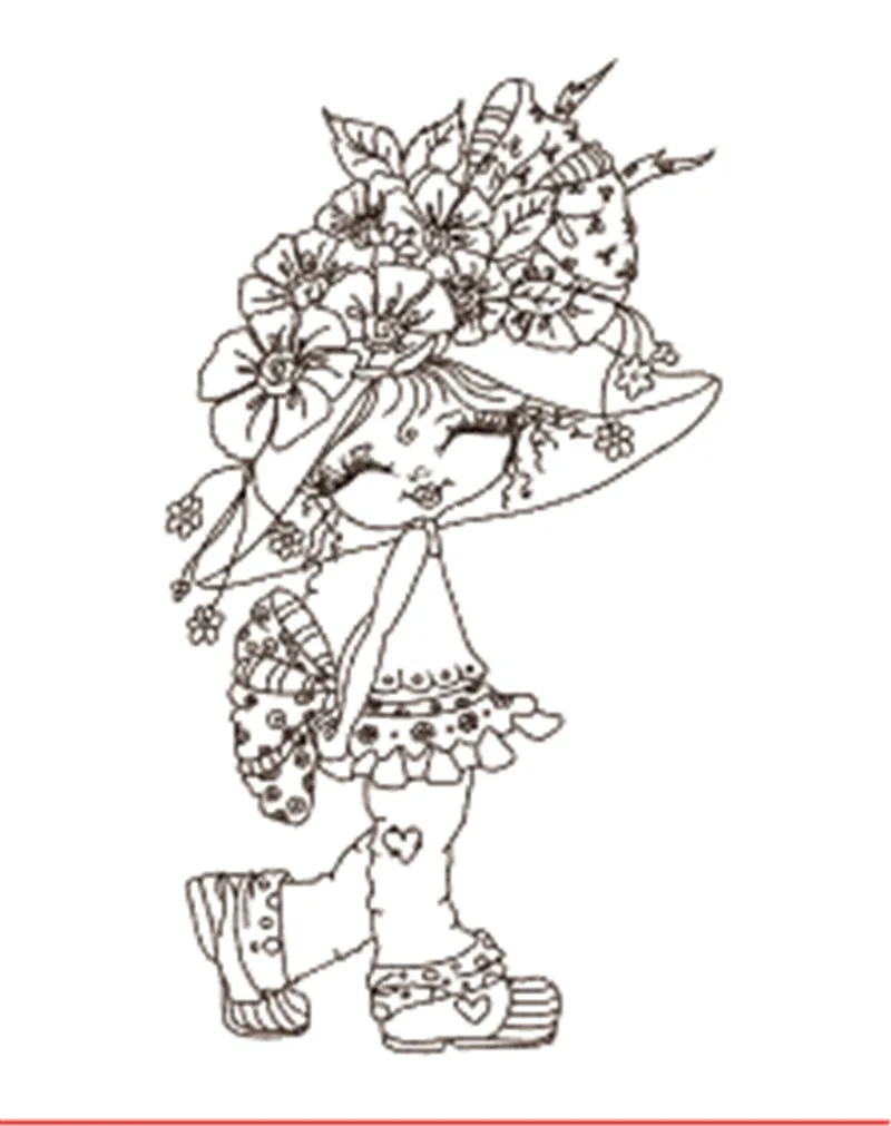 

10x6 Girl wearing a flower hat Transparent Clear Stamps for Scrapbooking for DIY Card Making Cutting Crafts Stencil