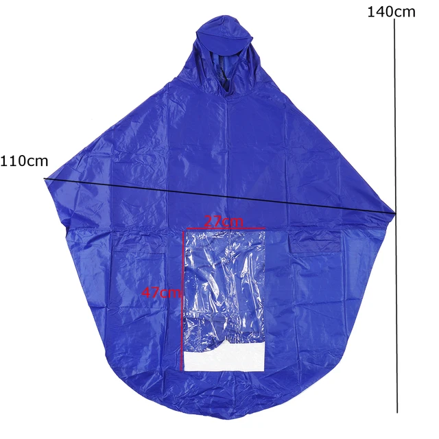 Blue Lengthen 140*110cm Waterproof PVC Motorcycle Raincoat Mobility Scooter Large Bike Rain Coat Cape Poncho Hooded Men Women