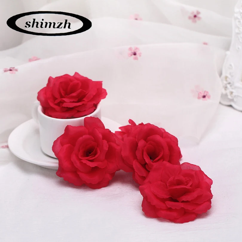 

30Pcs / Lot Rose Wedding Artificial Flowers 8cm Diameter Silk Faux Gifts Roses Multi-color Decorative Fake Flowers Bouquet Rose