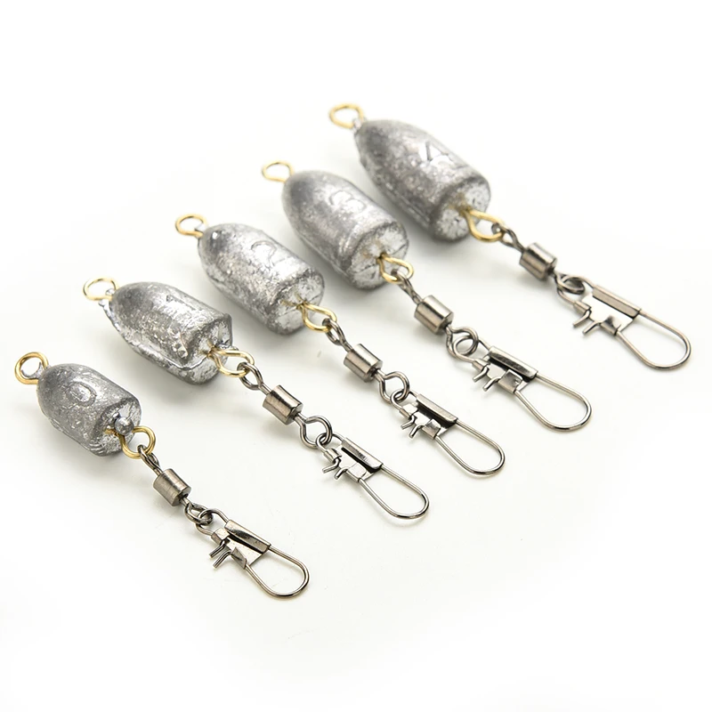 1 PCS 6 Sizes Drilled Fishing Lead Mould Weights Swivels Connector Ring