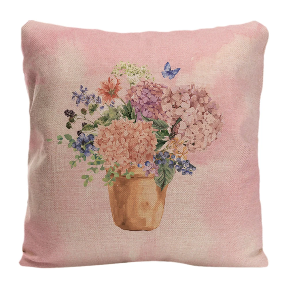 

Hydrangea Flowers Printed Throw Pillow Case Decorative Cushion Cover Pillowcase By Lvsure For Car Sofa Seat Camellia