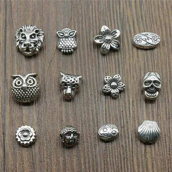 

20pcs/lot Animal Small Hole Beads Charms Antique Silver Color Lion Owl Flower Beads Charms Small Hole Beads Charms