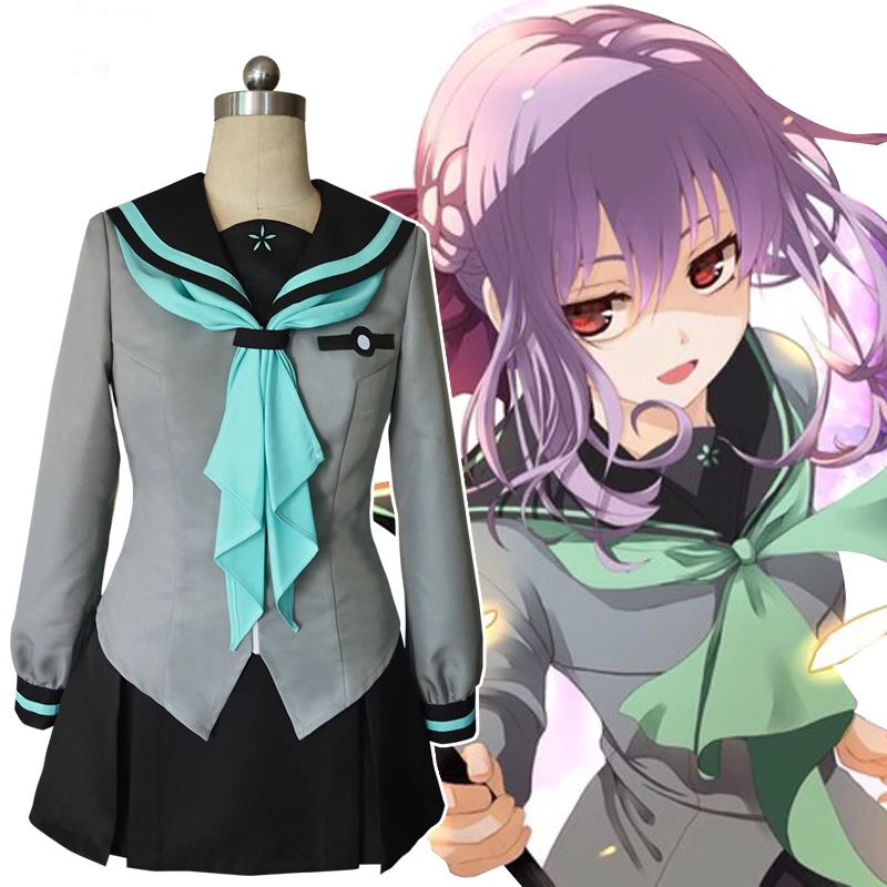 

Anime Seraph of the end Hiiragi Shinoa Costume Cosplay Halloween Party School Uniform Full Set