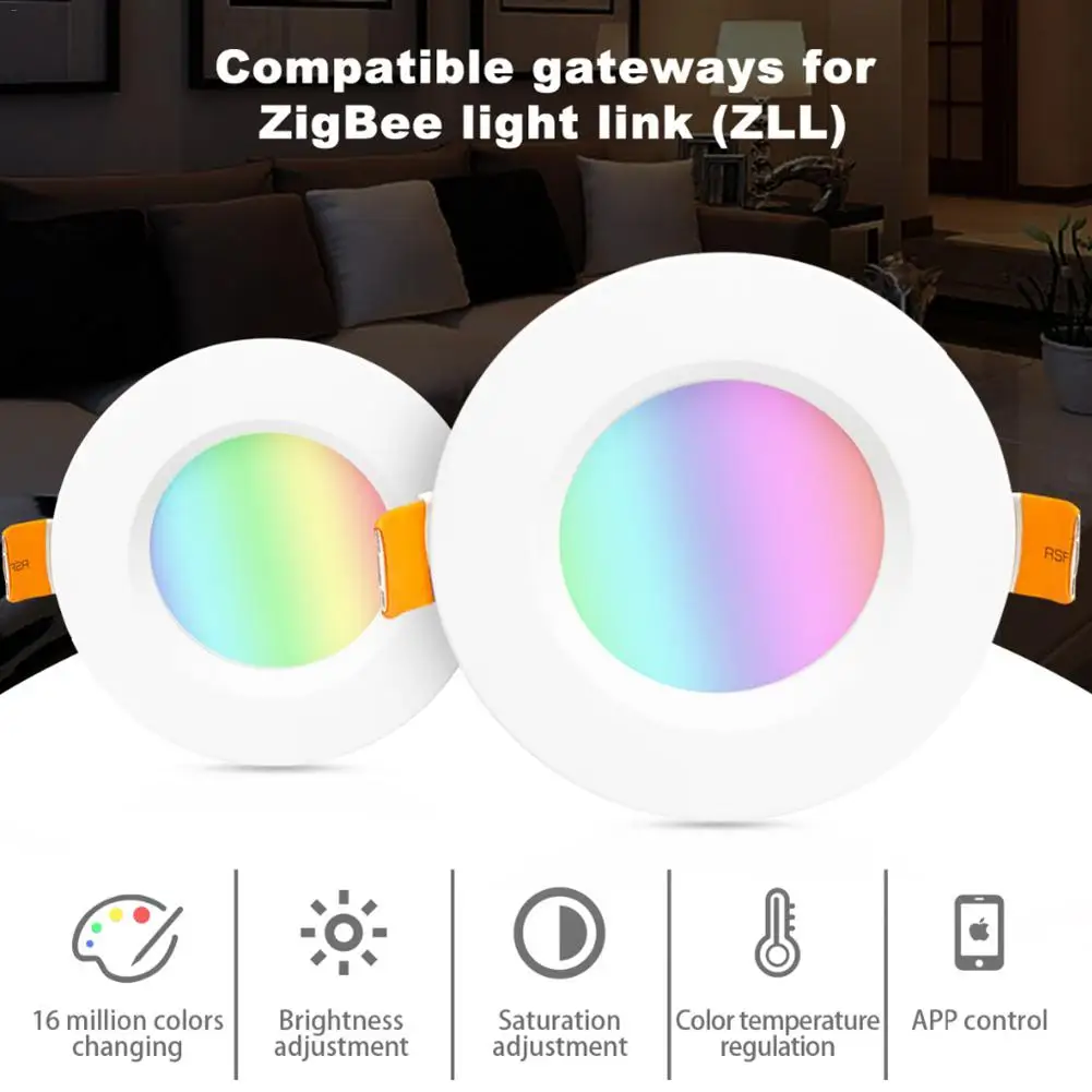 Светодиодный светильник ZIGBEE звено, светлый Rgb+ cct WW/CW Светодиодный светильник Zigbee вниз светильник потолочный светильник для работы с Amazon Ecoh