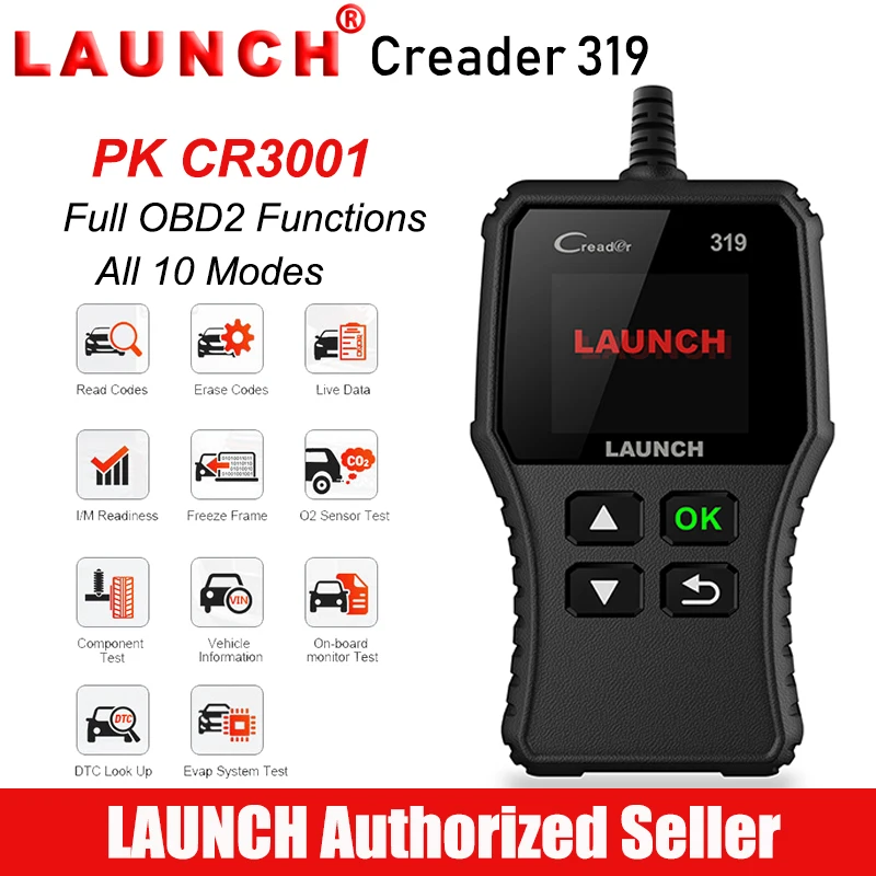 

Launch Creader 319 OBD2 Scanner Car Fault Code Reader Automotive Full OBDII Scaner Auto Diagnostic Tool PK Creader 3001