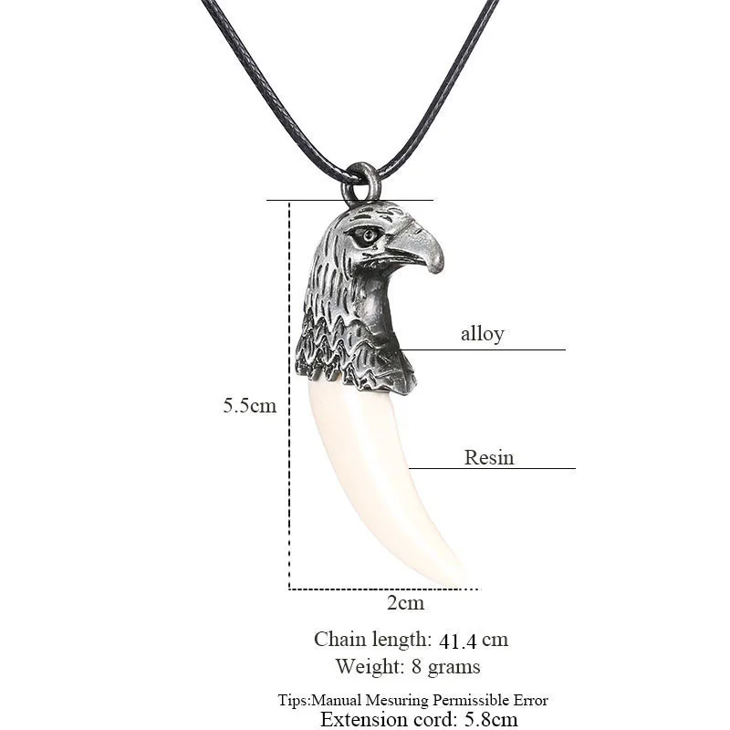 Men Antique Wolf Fang Tooth Pendant Necklace New Animal Head&Tooth Drago Eagle Alloy Necklace Fashion Jewelry gift freeshipping