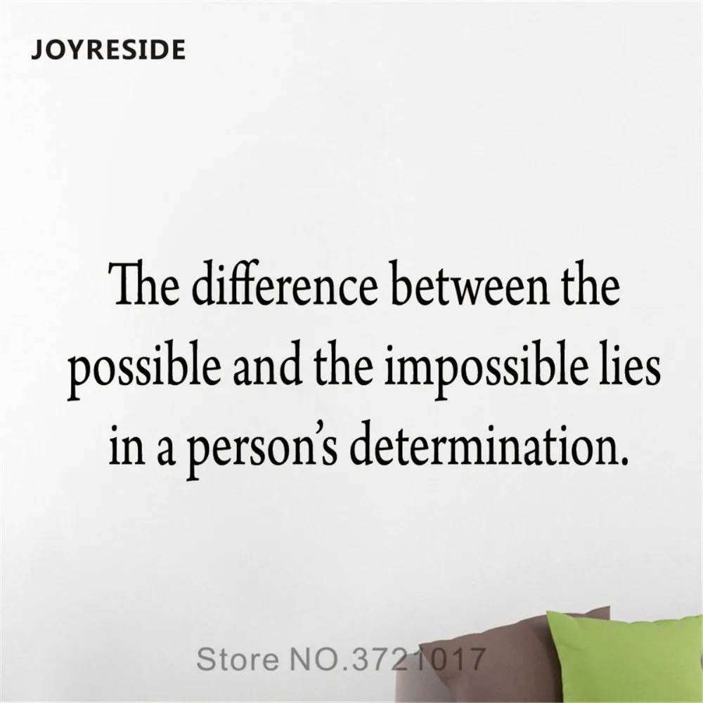 

JOYRESIDE Quotes Sticker The Difference Between The Possible Impossib Decals Vinyl Living Room Interior Bedroom Home Mural A1363