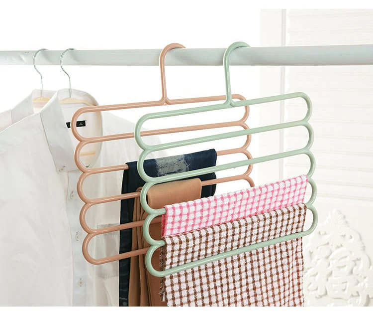 5 Layers Non-slip Racks Hangers Multi-functional Scarf Tie Wardrobe Hanger Skid Trousers Hanger Clothes Hanger Pants Support-8