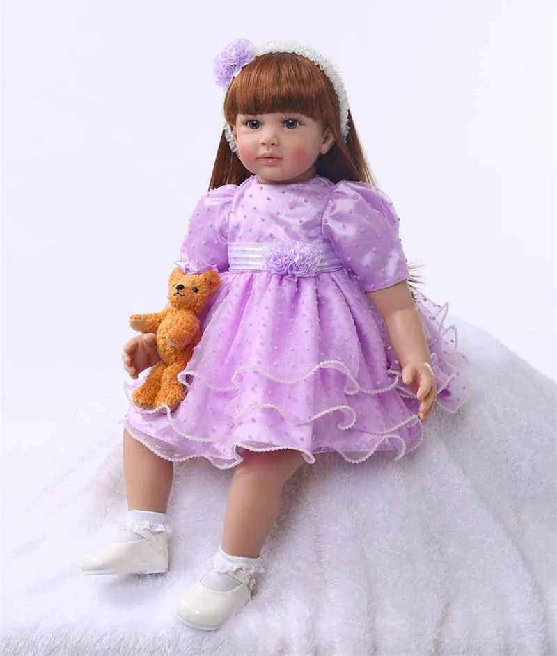 

Pursue 24"/60 cm 100% Handmade Beautiful Silicone Reborn Toddler Princess Girl Baby Doll Toys with Soft Cotton Body Bedtime Toys