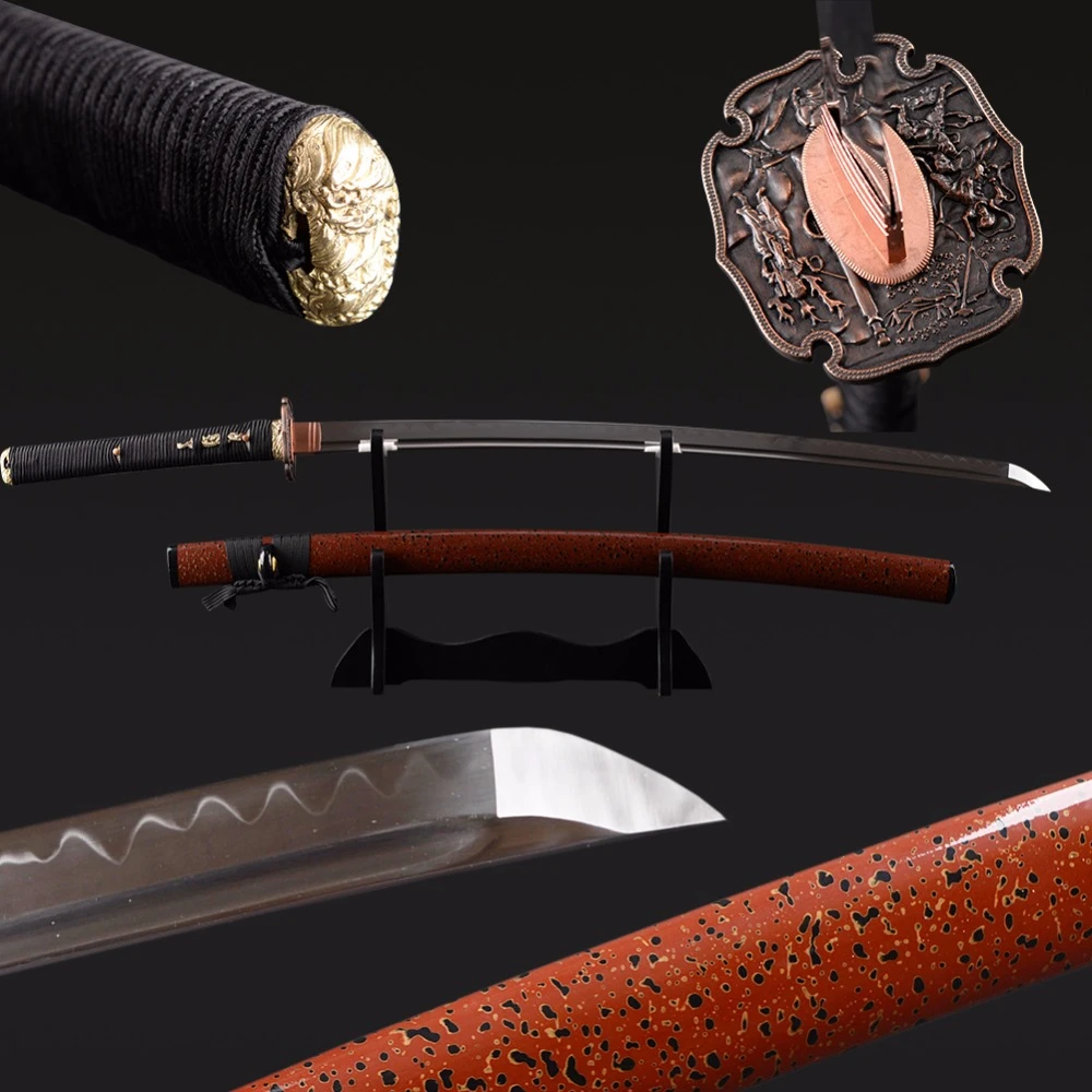 Handmade Sharp Metal Sword Clay Tempered Japanese Samurai Katana Sword 1095 Carbon Steel Full Tang Sword Real Sword Hamon Swords Naruto Katana Sword Partskatana Sword Aliexpress