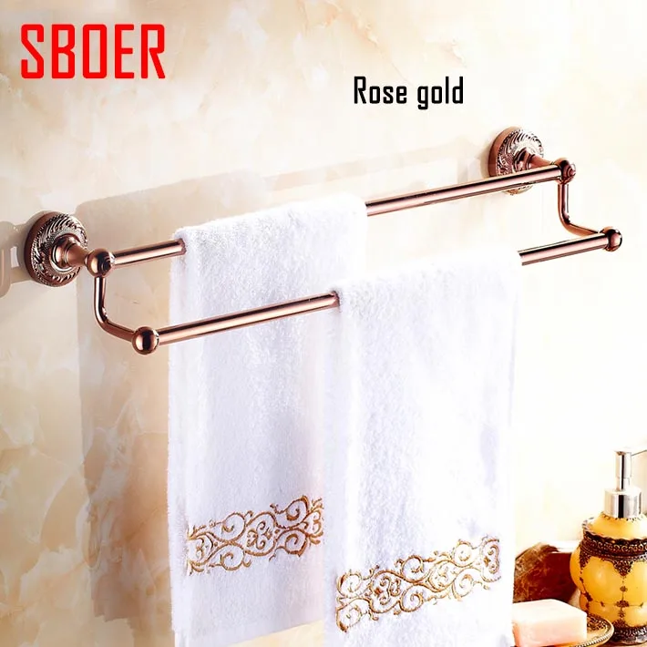 60cm Double Towel Bar,Towel Holder,Solid Brass Made,Rose Gold Finished