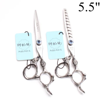 

5.5" 16cm JP 440C AQIABI Hairdressing Scissors Cutting Scissors Thinning Shears Professional Hair Scissors Polishing Hair A9107