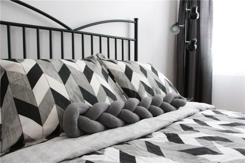 1 метр ручная твист-кровать подушка детская комната украшение окружность Дания узел шарики в полоску подушка для кроватки бампер завязанный