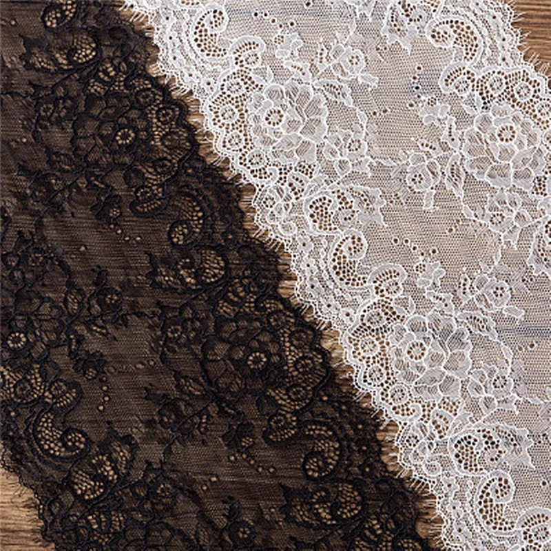 

1yard black white Elastic force embroidery DIY 2019 NEW high quality flower wedding accessories clothing material lace fabric
