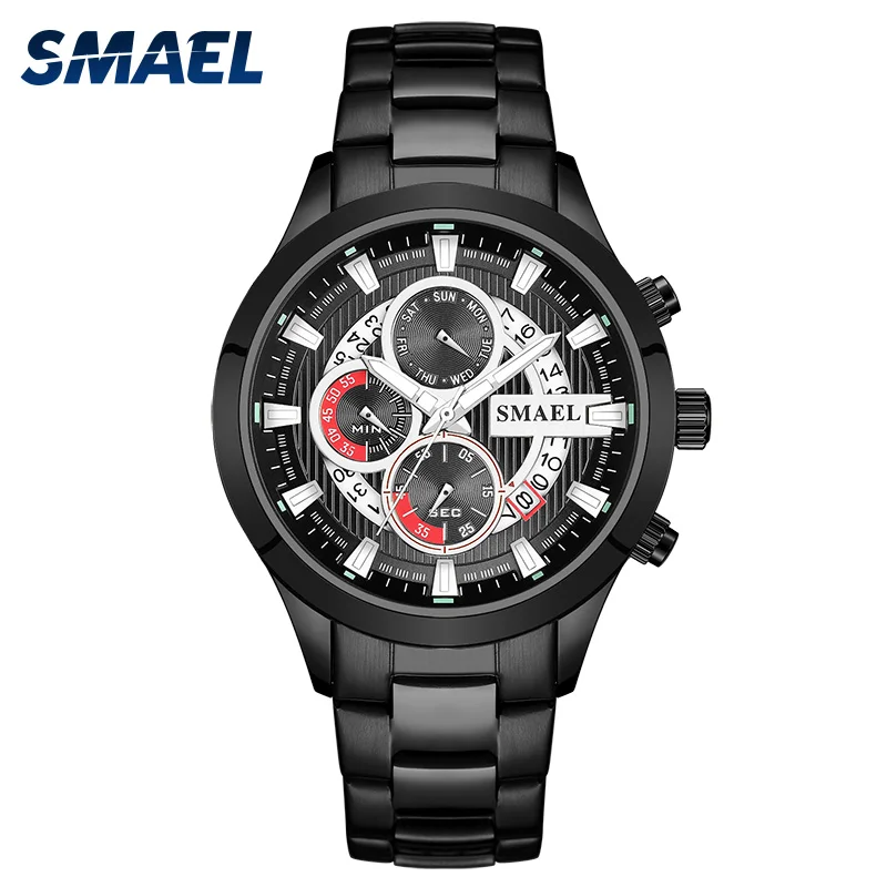 

Quartz Wristwatches SMAEL Clock Male Waterproof Stainless Steel Band relogio SL-9619 Fashion Men Business Wristwatches Casual