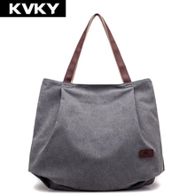 Бренд KVKY, холщовые женские сумки, модные однотонные женские сумки на плечо, большая вместительность, женские повседневные сумки, женские сумки Bolsas Feminina