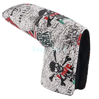 

Golf UK Flag King Skull Head Cover Putter Cover with Skull Pattern Blade Headcover Free Shipping