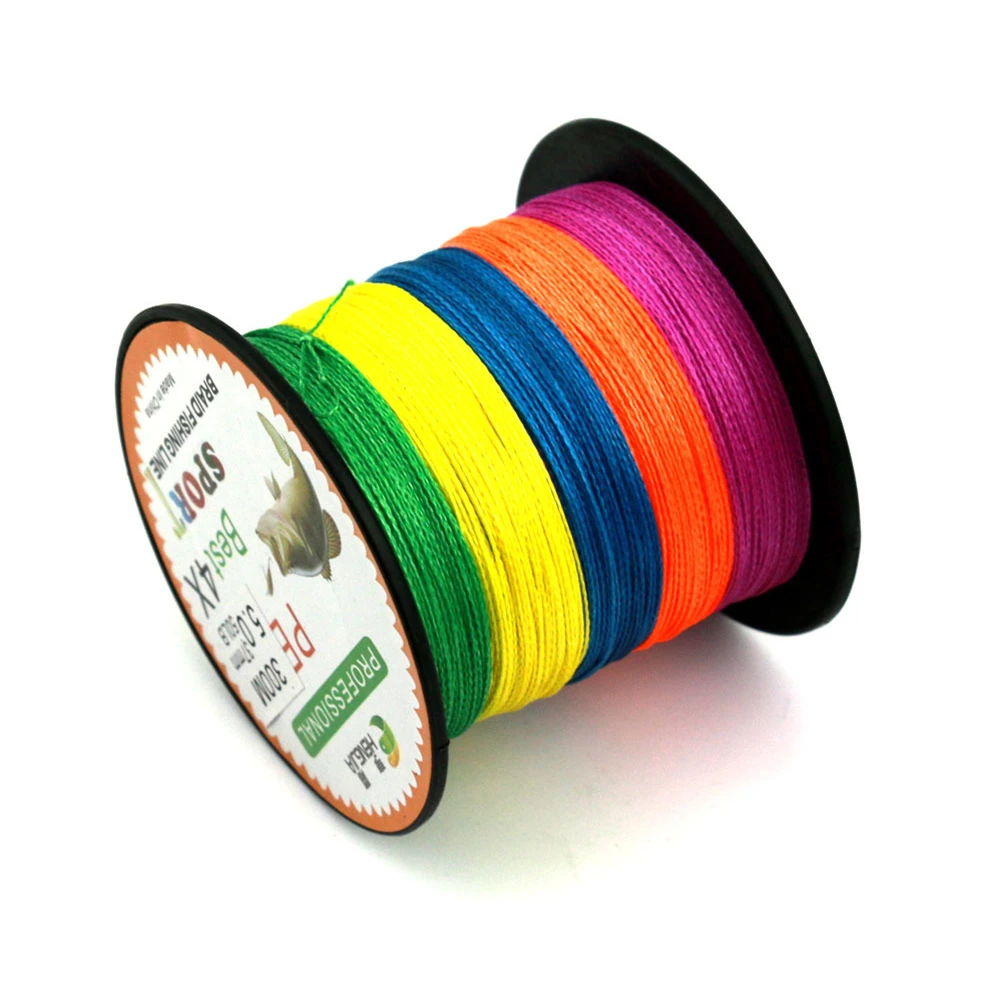 300M high quality super strong Multi color Pe Multifilament Braided Fishing Line 4 Strands 80lb