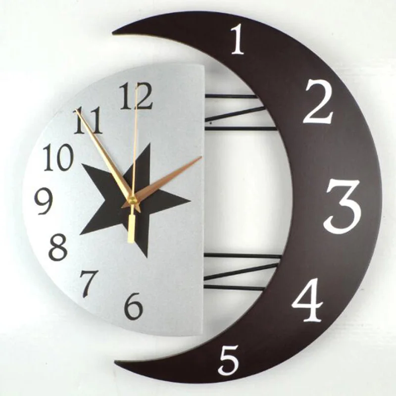 M.Sparkling Personalized Moon Wall Clock Brief Clock Modern Silent Quartz Clock Bedroom Living Room Wall Clock