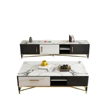 

Living Room TV Table Modern Wooden TV Glass Stands Table for TV with storage drawer