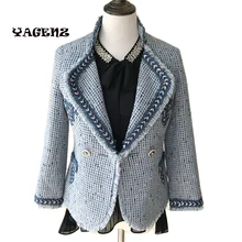 Твидовый пиджак женщины шерстяная куртка-пальто новые весна-осень зима взлетно-посадочной полосы женские куртки короткие тонкие Женская модная куртка пальто