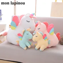 25cm 40cm 55cm lovely unicorn plush toy pink fly horse with rainbow wings baby kids appease