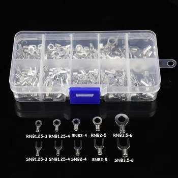 

320Pcs/Box 10 In 1 Terminals Non-Insulated Ring Fork U-type Brass Terminals Assortment Kit Cable Wire Connector Crimp Spade