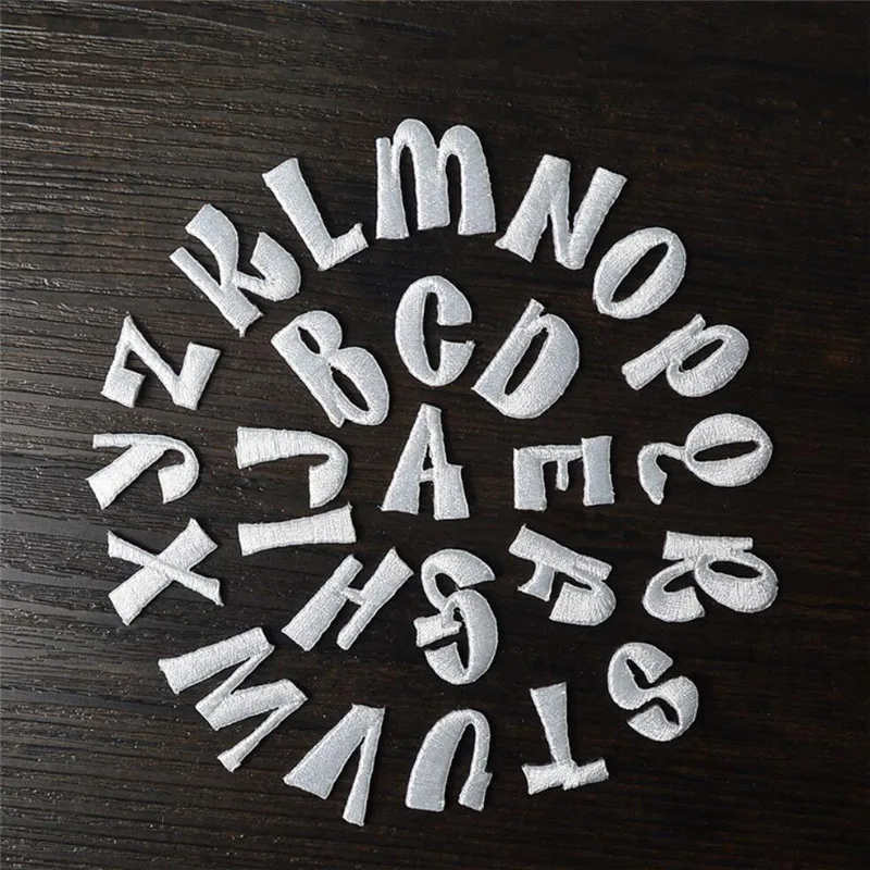 

Maxisin Brand 2.3CM White English Letters Patches Iron On Patches for Clothes Decoration Badges Fabric Parches for Clothes