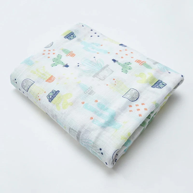 Musnlinfe хлопковое детское одеяло для новорожденных Пеленальное Хлопковое одеяло из муслина дышащее 110*110 см - Цвет: cactus