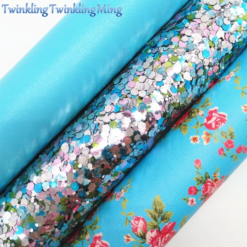 

GREEN Chunky Glitter Canvas Sheet, 8"x11" Glitter Sheets, Printed Rose Faux Leather Sheet For Hair Bow & Earring Fabric XM064
