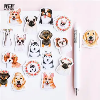 

46pcs/box Kawaii Flowers Cute Dog Animal Scrapbooking Sticker Paper Decorative Travel Stickers Planner Journal Escolar