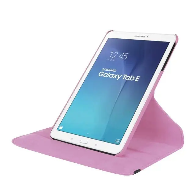 4 в 1 модный вращающийся на 360 Градусов Кожаный чехол для samsung Galaxy Tab E 9,6 T560 T561 чехол для планшета+ защита экрана+ OTG+ ручка - Цвет: pink