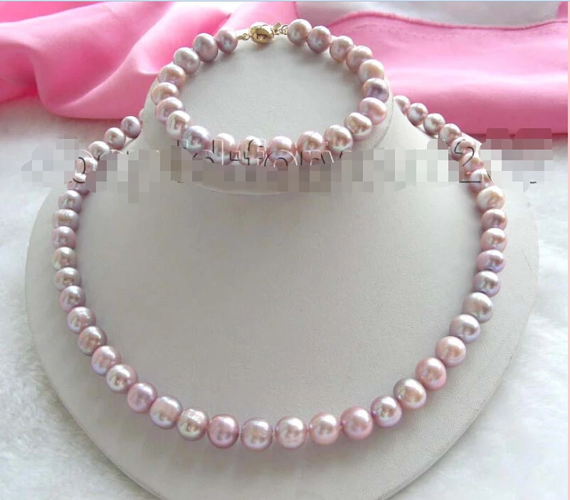 

Genuine Natural 10m Purple Pearl Necklace Bracelet Set (A0423)