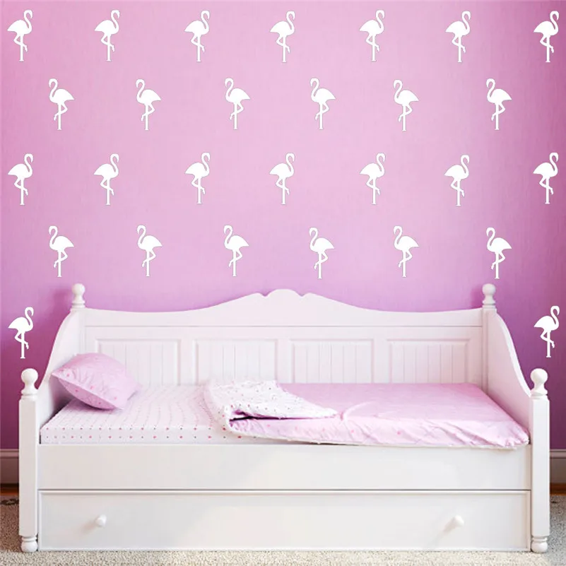 BalleenShiny 15 шт. мини 5*10 см Фламинго наклейки на стену птичьи отличительные знаки для детских комнат DIY Искусство Винил дизайн украшение дома поставка - Цвет: White