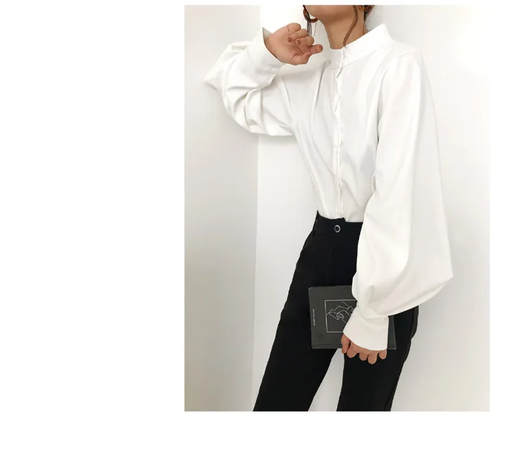womens tops and blouses Fashion women blouse shirt lantern long sleeve women shirts solid stand collar office blouse 2516 50