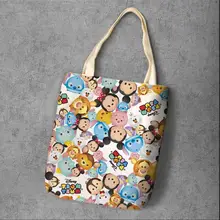 IVYYE Mickey Minnie Fashion Anime Foldable Canvas Shopping Bag Casual Shoulder Bags Customized Tote Handbag Lady Girls New
