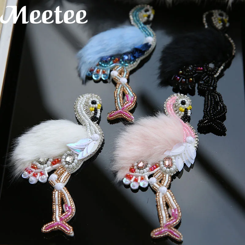 

2Pcs Animal Sequins Beaded Patch For Clothes DIY Sew-on Embroidered Applique Decorative Parches Clothes Shoes Hat Crafts